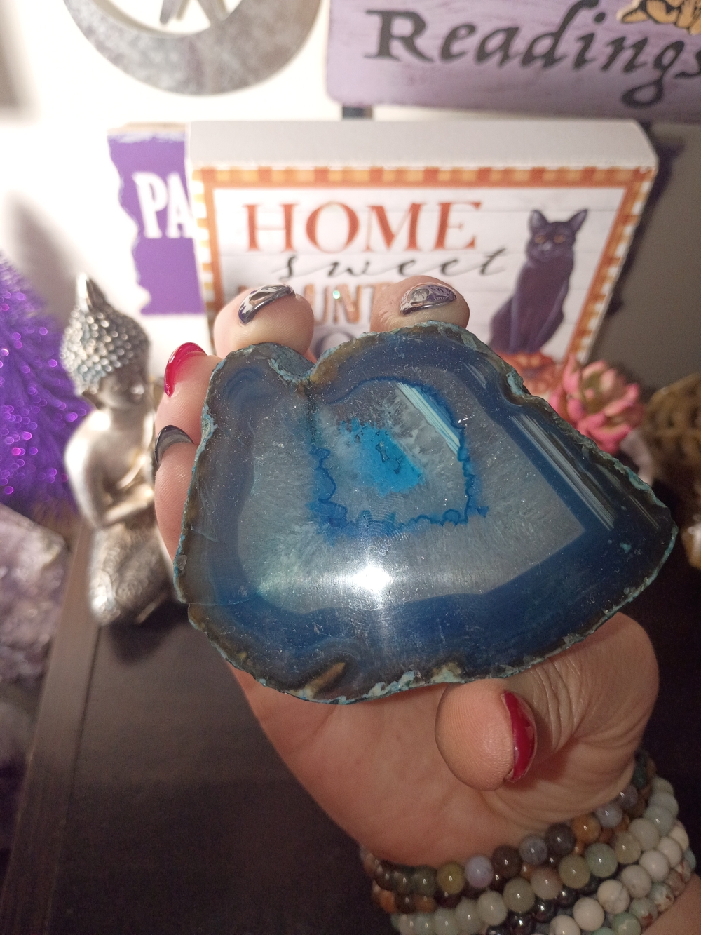 Blue Agate From Brazil Display Slice - Home Accent